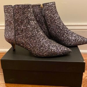 J. Crew Sparkly Glitter Kitten Heel Booties - New with Box Size 9!!